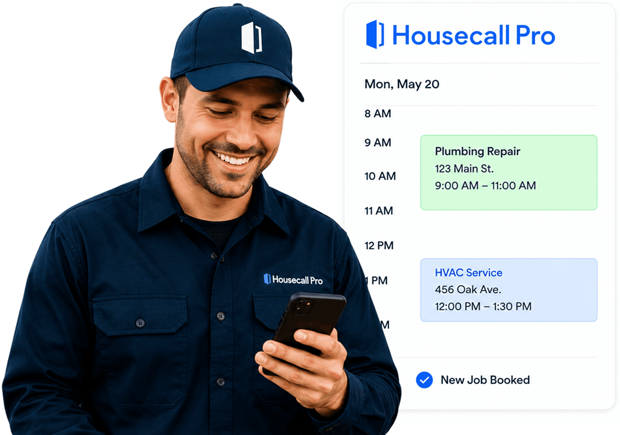 Field technician viewing Housecall Pro schedule on his phone