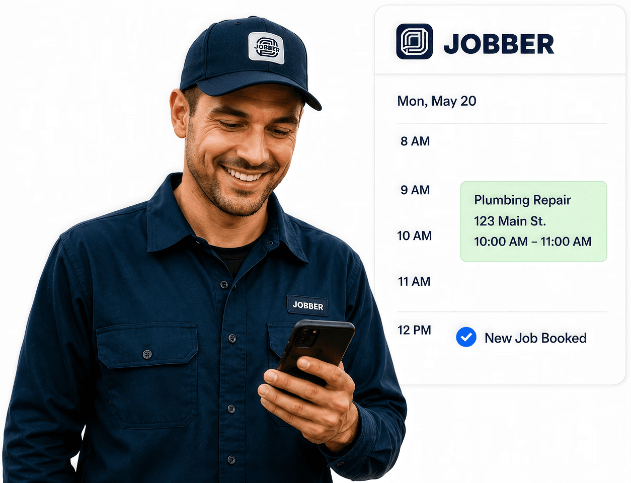 Field technician viewing Jobber schedule on his phone