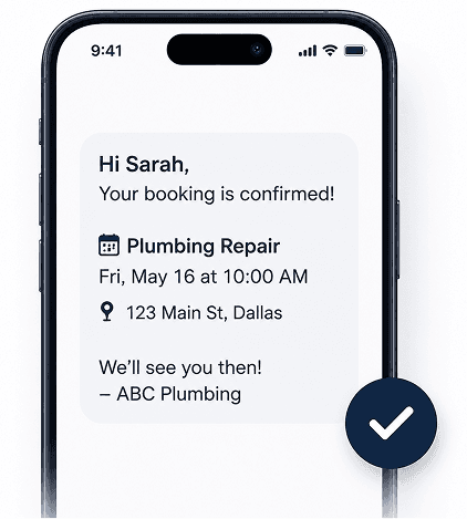 Text confirmation from ItsBot after booking a job