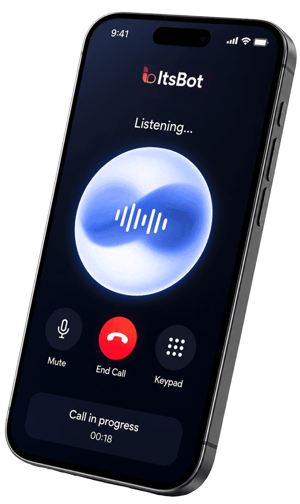ItsBot AI answering a call on a smartphone